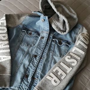 Hollister jean jacket with sweatshirt sleeves and
